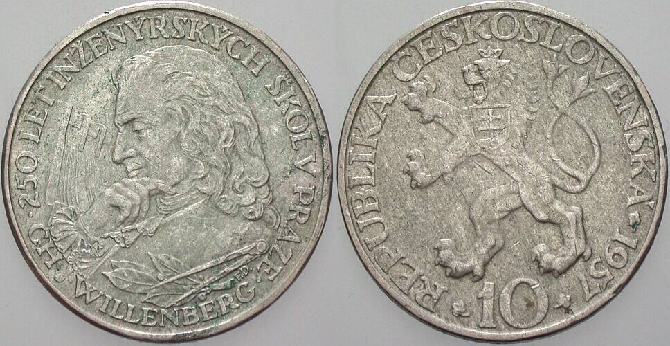 10 Korun 1957 K.M. 47.1 Sehr schön