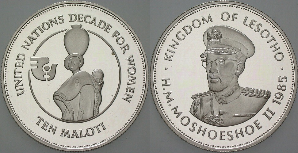 10 Maloti 1985  Polierete Platte, verkapselt