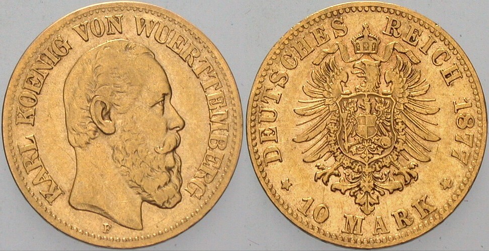 10 Mark 1877 Jaeger 292 Fast sehr schön