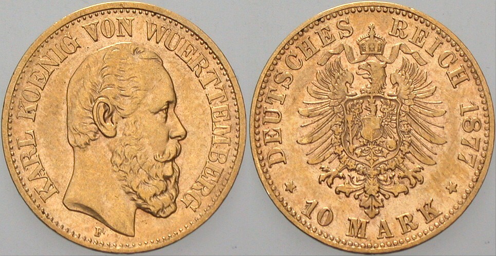10 Mark 1877 Jaeger 292 Sehr schön