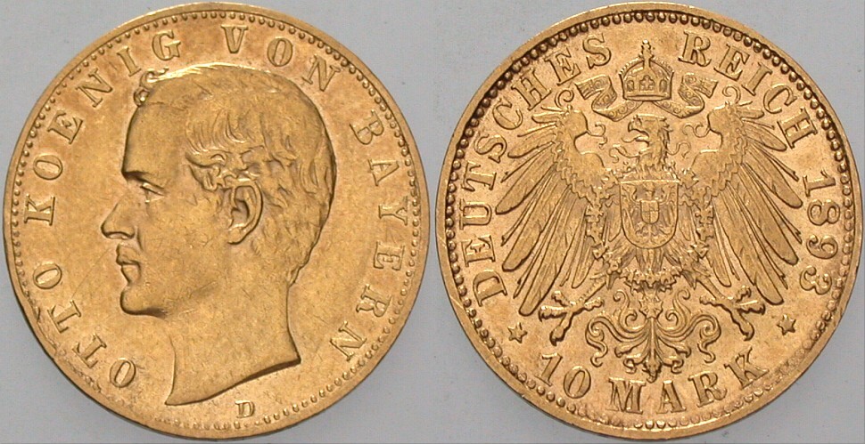 10 Mark 1893 Jaeger 199 Sehr schön - vorzüglich