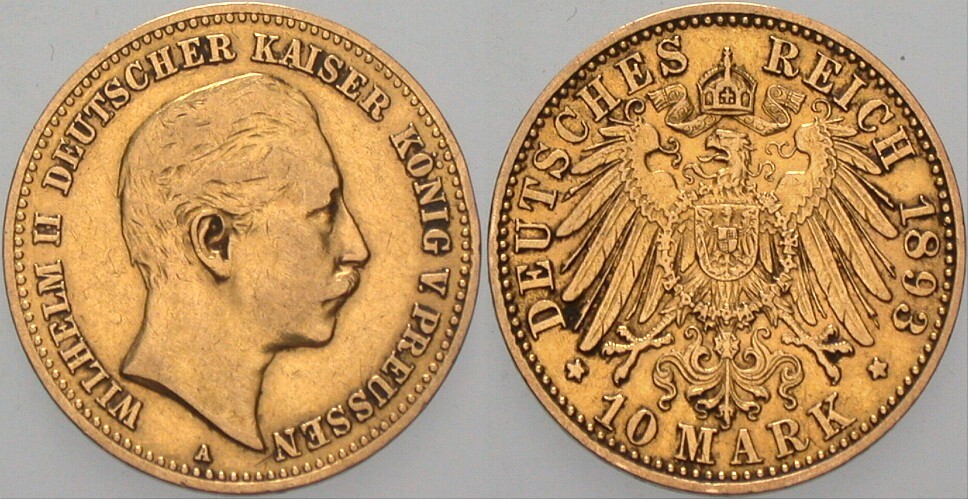 10 Mark 1893 Jaeger 251 Sehr schön