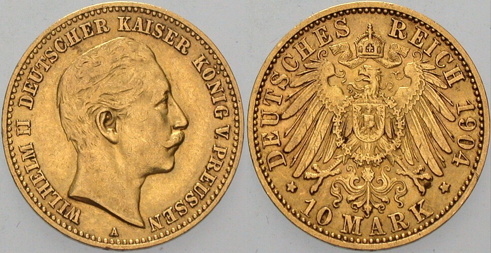 10 Mark 1904 Jaeger 251 Sehr schön