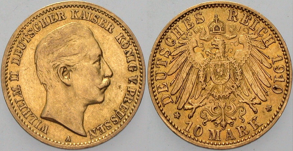 10 Mark 1910 Jaeger 251 Sehr schön