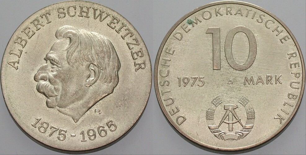 10 Mark 1975 J. 1554 P1 Patina, vorzüglich - Stempelglanz