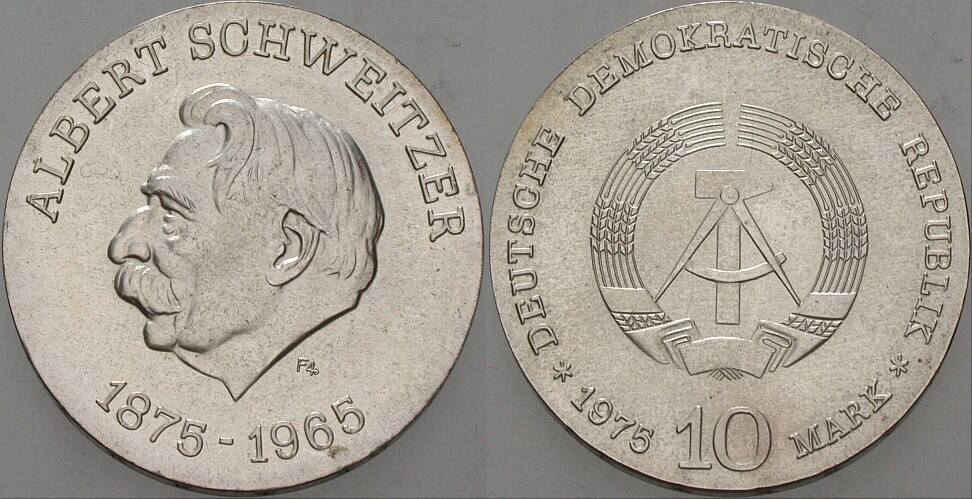 10 Mark 1975 J. 1554 Patina, vorzüglich