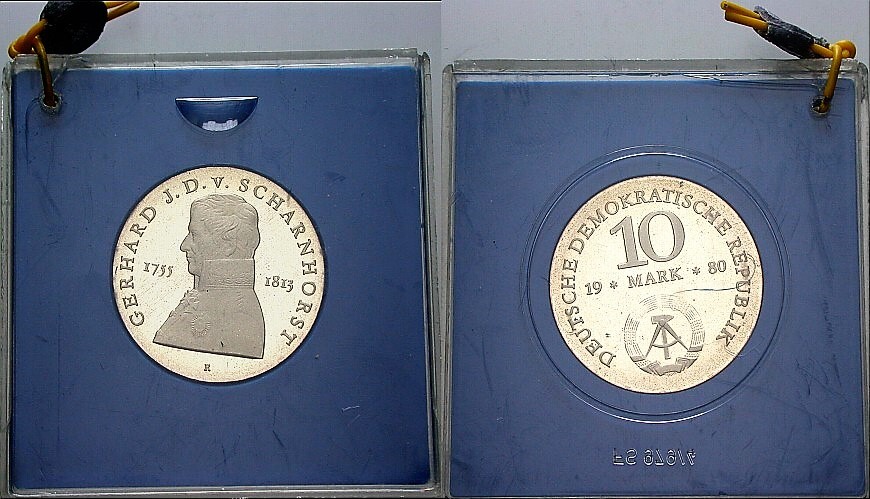 10 Mark 1980 J. 1577 Polierte Platte, verkapselt, leichte Patina