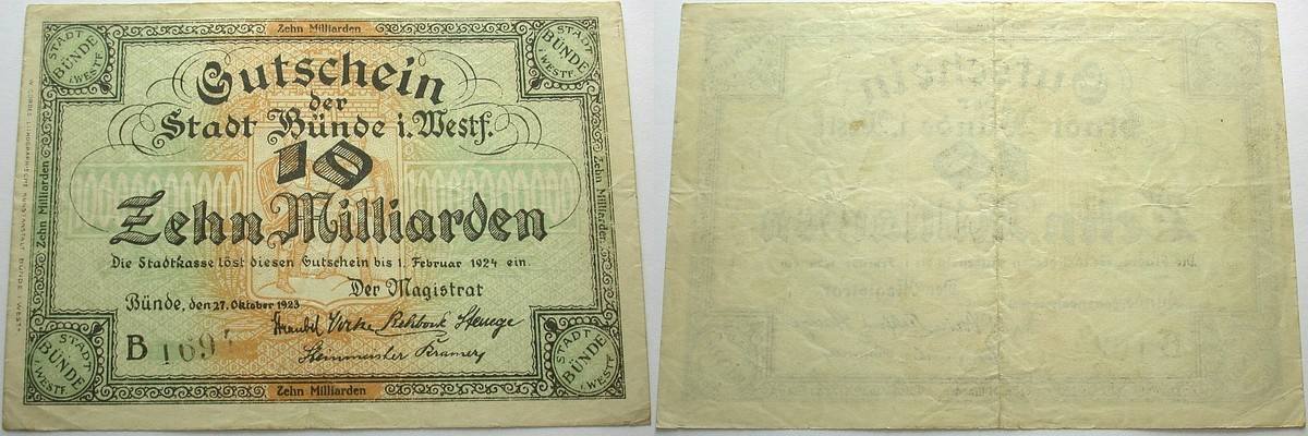 10 Milliarden Mark 27.Oktober 1923 Topp 169.21 Gebraucht