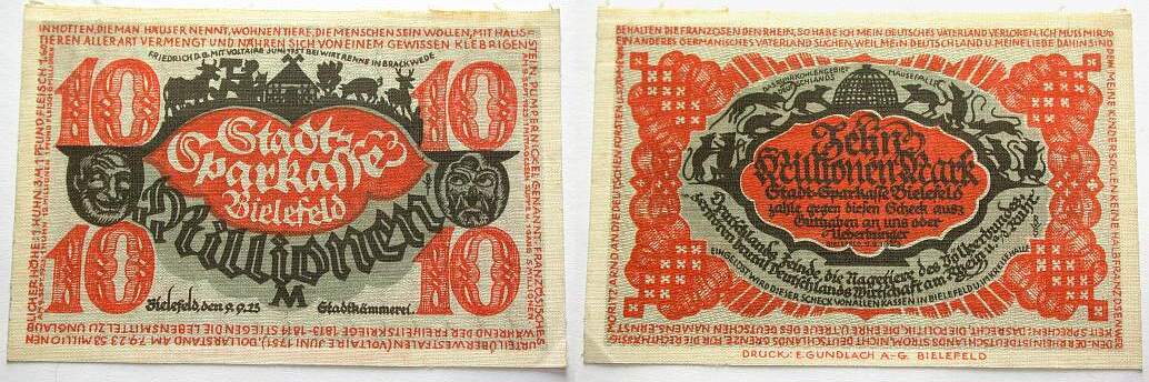 10 Millionen Mark 9.9.1923 Grabowski 82 Grasser/Pick 35 Kassenfrisch