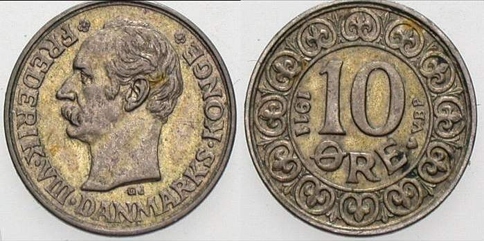 10 Ore 1911 Hede 5 KM. 807 Patina, fast vorzüglich