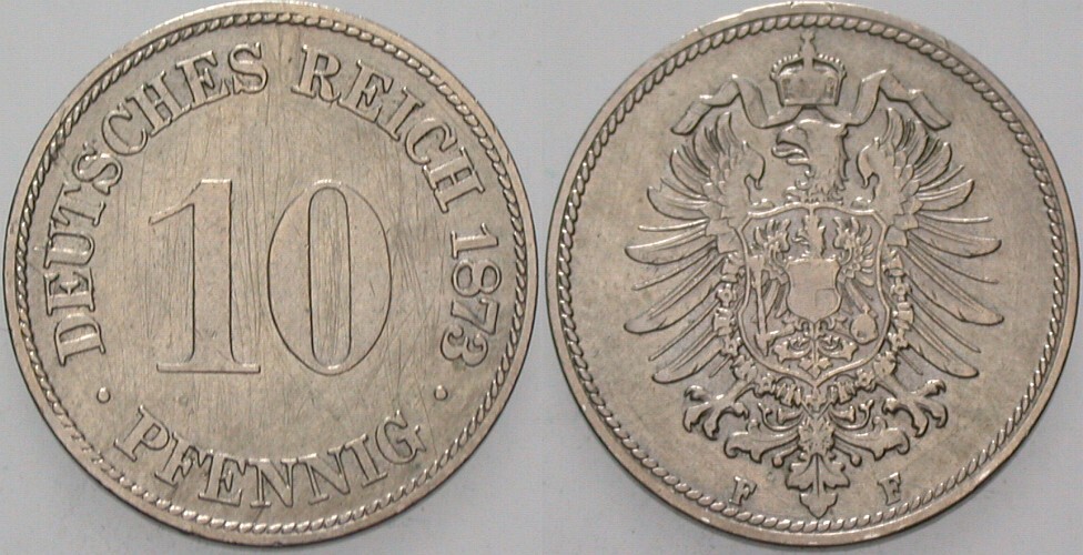 10 Pfennig 1873 J. 4 Fast sehr schön