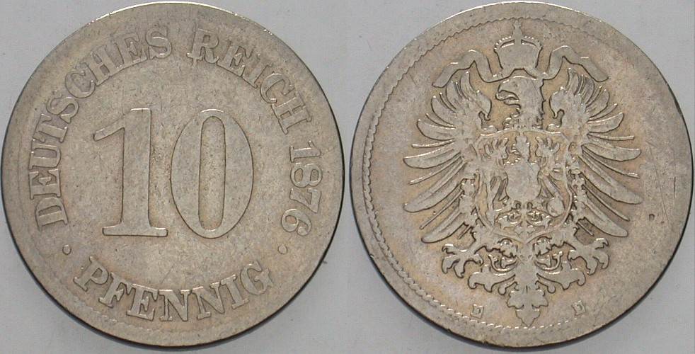 10 Pfennig 1876 J. 4 Schön