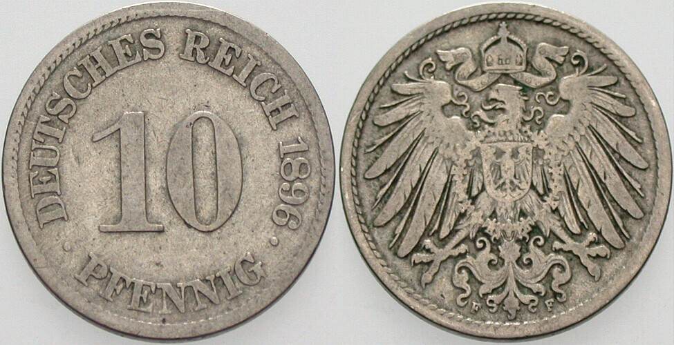 10 Pfennig 1896 J. 13 schön - sehr schön