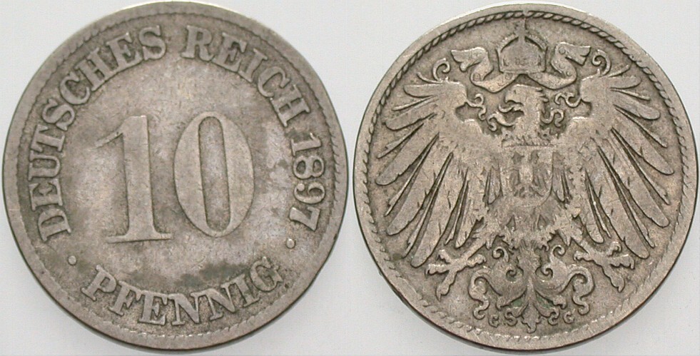 10 Pfennig 1897 J. 13 schön - sehr schön
