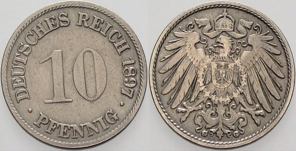 10 Pfennig 1897 J. 13 Sehr schön