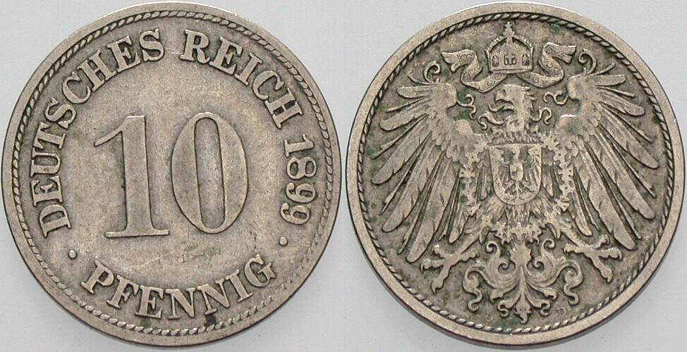10 Pfennig 1899 J. 13 fast sehr schön