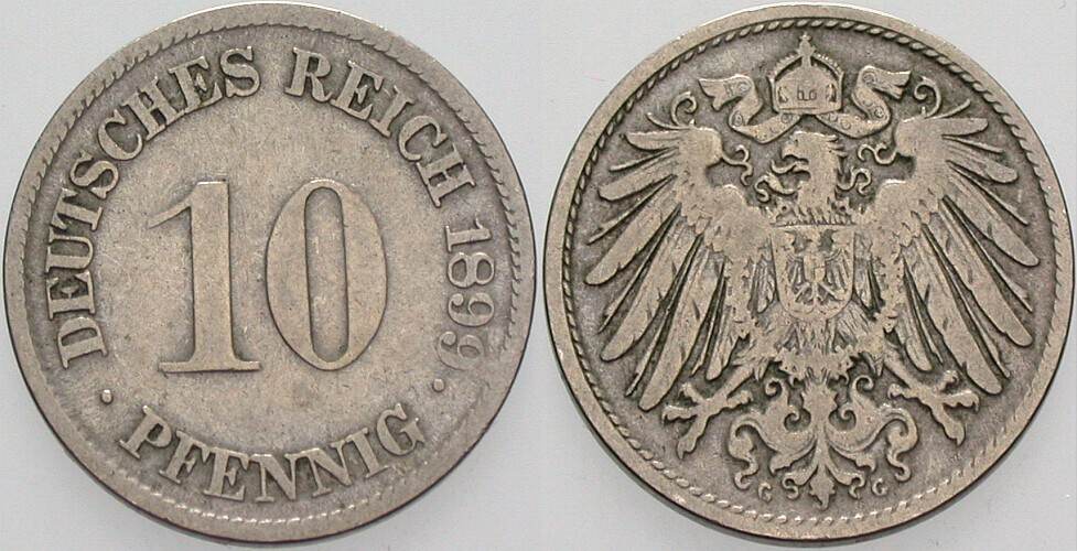 10 Pfennig 1899 J. 13 schön - sehr schön