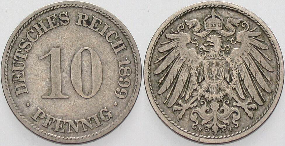 10 Pfennig 1899 J. 13 Sehr schön