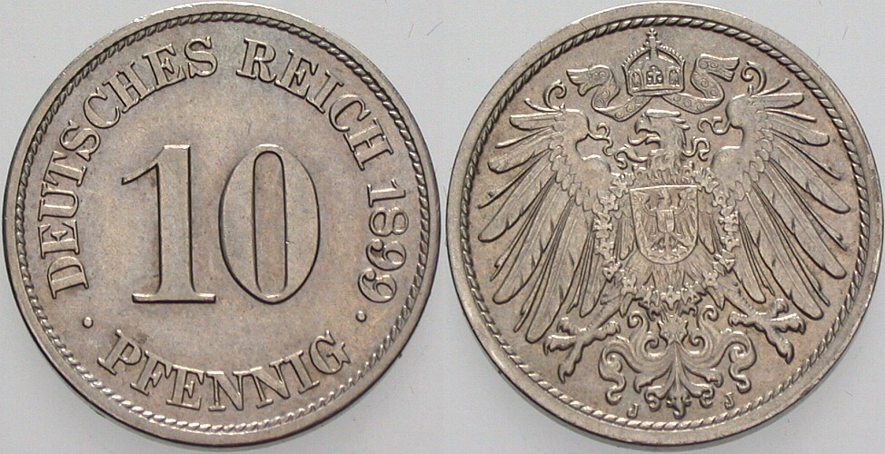 10 Pfennig 1899 J. 13 Vorzüglich +