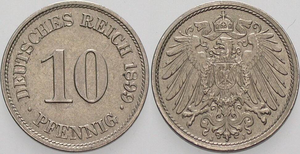 10 Pfennig 1899 J. 13 Vorzüglich - Stempelglanz