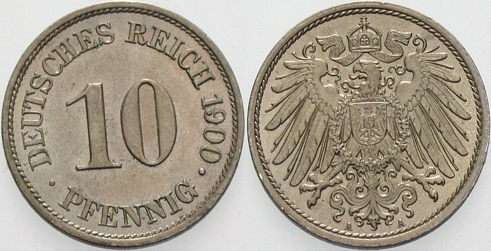10 Pfennig 1900 J. 13 fast Stempelglanz