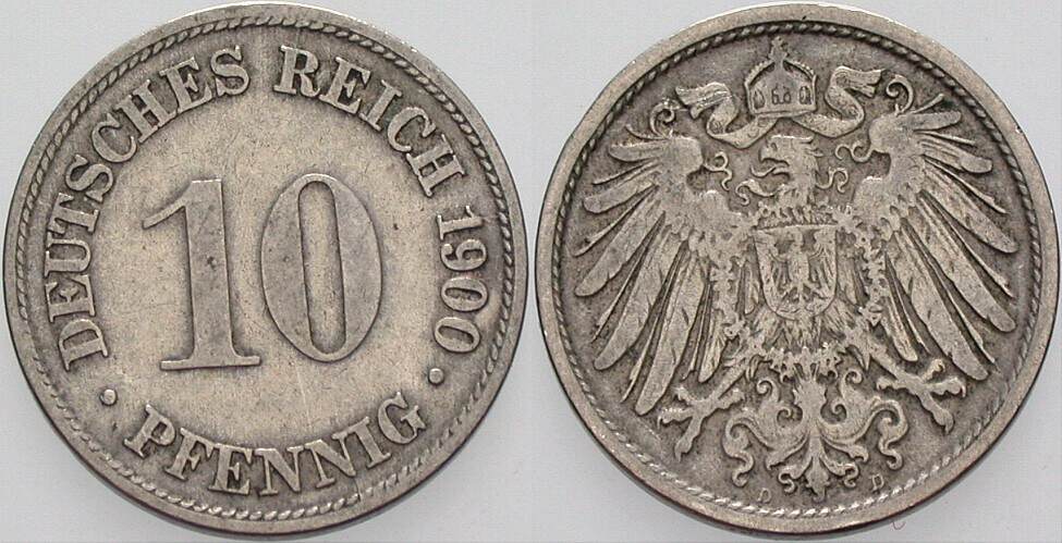 10 Pfennig 1900 J. 13 sehr schön