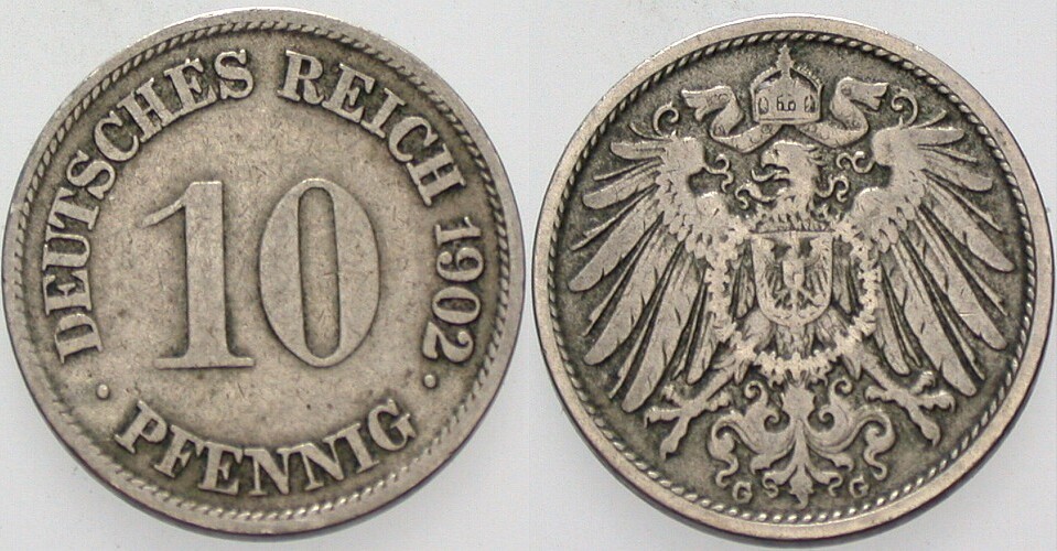 10 Pfennig 1902 J. 13 Sehr schön