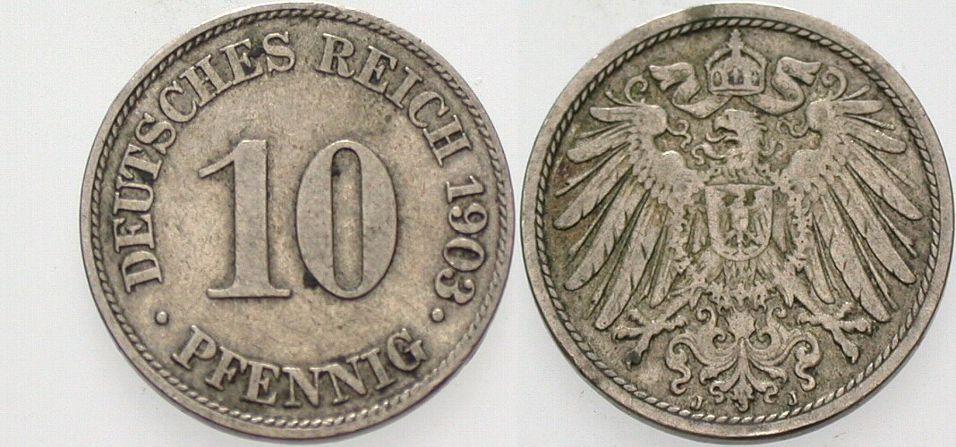 10 Pfennig 1903 J. 13 Sehr schön