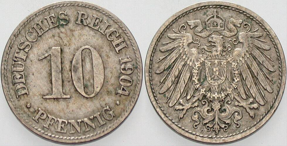 10 Pfennig 1904 J. 13 Sehr schön