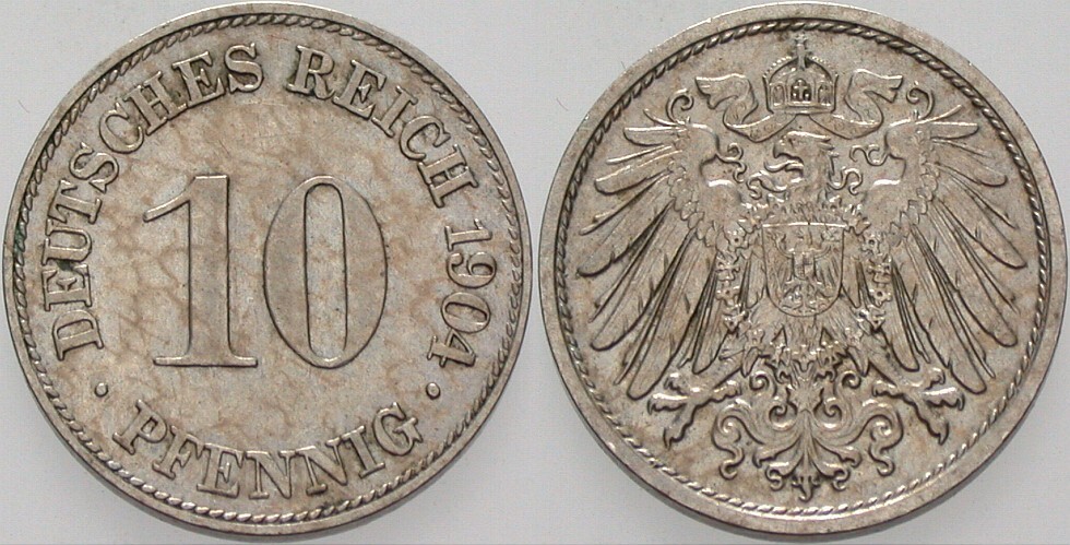 10 Pfennig 1904 J. 13 vorzüglich