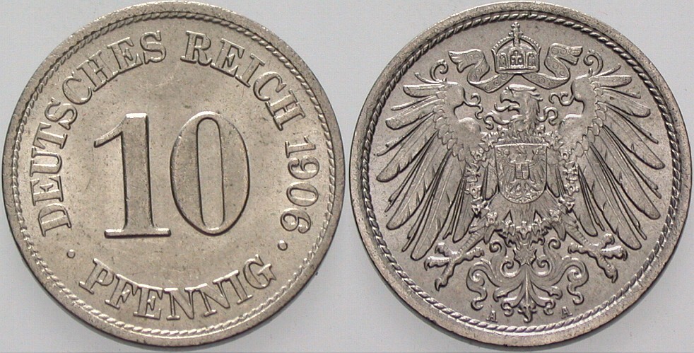 10 Pfennig 1906 J. 13 fast Stempelglanz