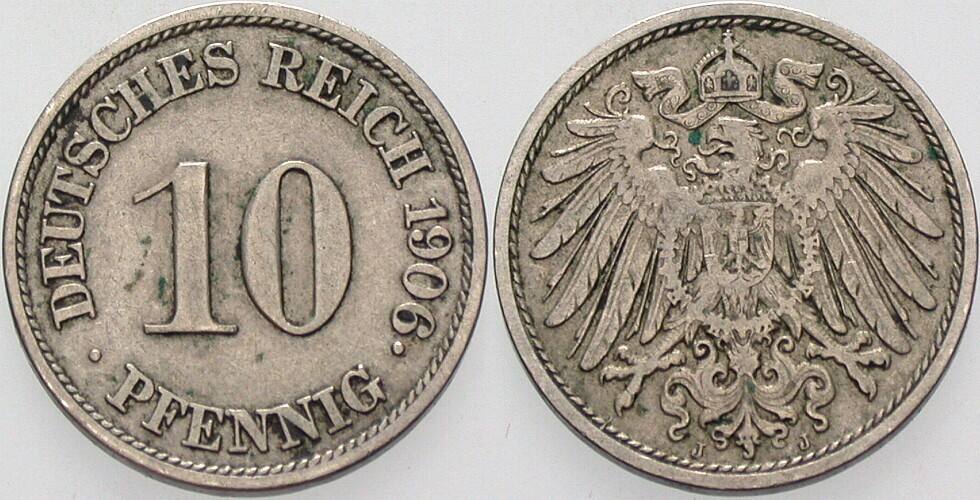 10 Pfennig 1906 J. 13 Sehr schön