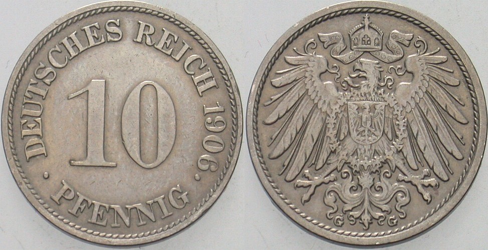 10 Pfennig 1906 J. 13 Vorzüglich