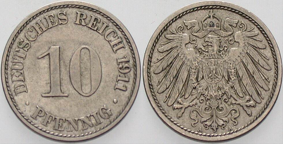 10 Pfennig 1911 J. 13 sehr schön +