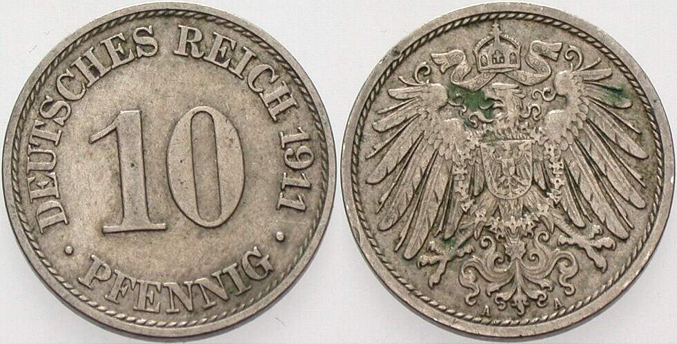 10 Pfennig 1911 J. 13 sehr schön