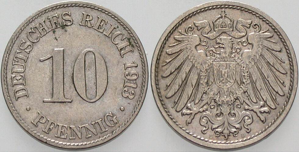 10 Pfennig 1913 J. 13 Vorzüglich