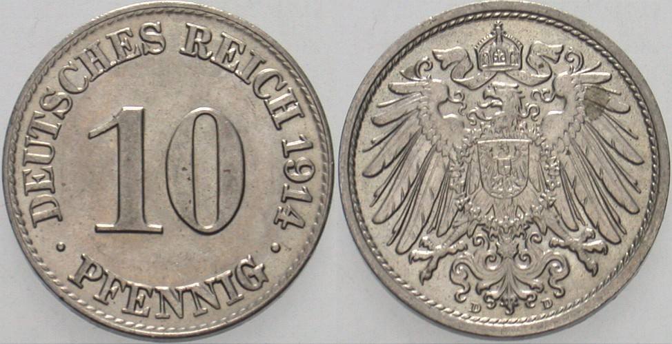 10 Pfennig 1914 J. 13 Fast Stempelglanz