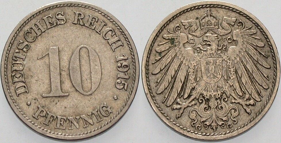 10 Pfennig 1915 J. 13 Sehr schön +