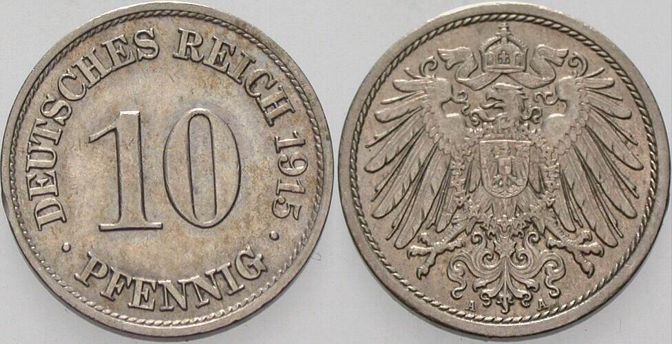 10 Pfennig 1915 J. 13 vorzüglich