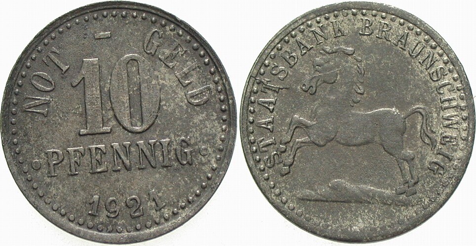 10 Pfennig 1921 J. N.5 Fast vorzüglich