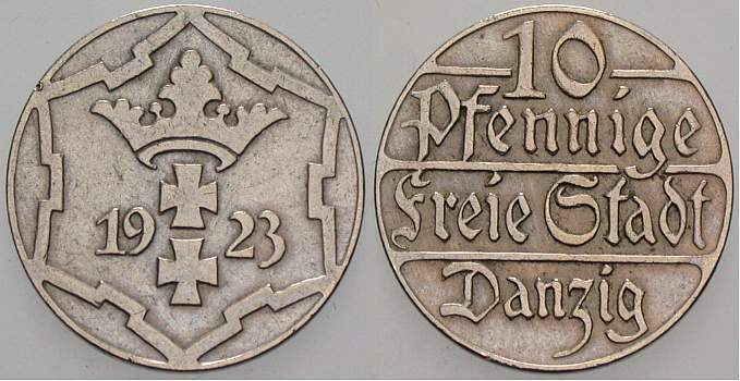 10 Pfennig 1923 J.D. 5 Sehr schön