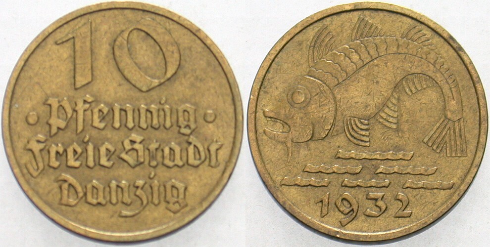 10 Pfennig 1932 J.D. 13 Sehr schön