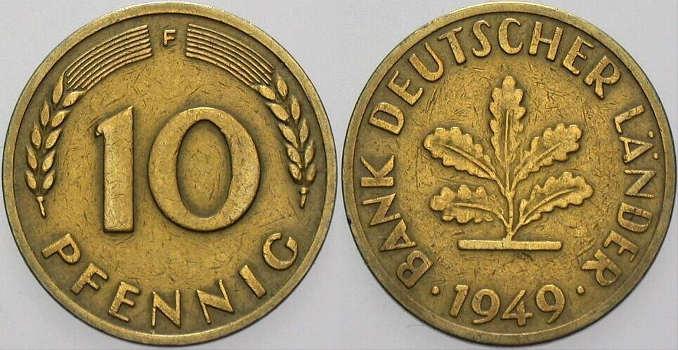 10 Pfennig 1949 J. 378 sehr schön
