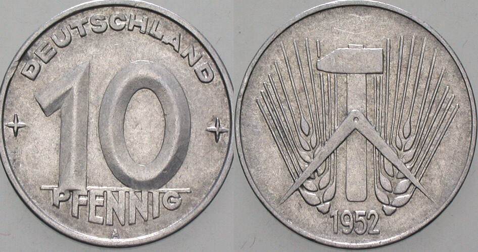 10 Pfennig 1952 J. 1507 Sehr schön