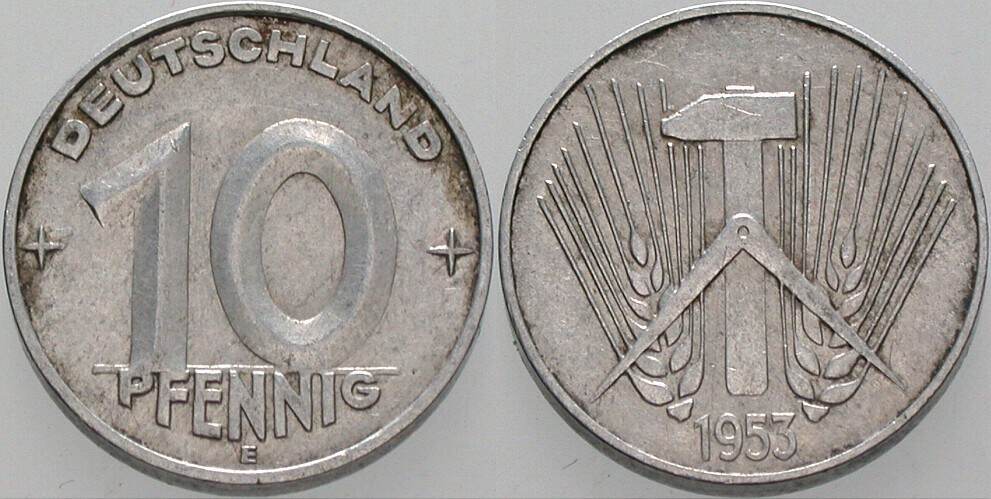 10 Pfennig 1953 J. 1507 sehr schön