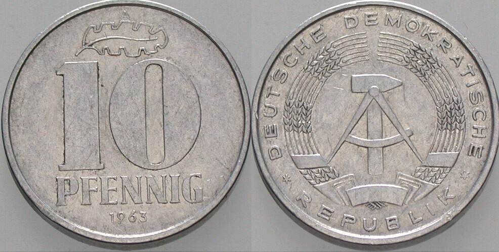 10 Pfennig 1963 J. 1510 Sehr schön