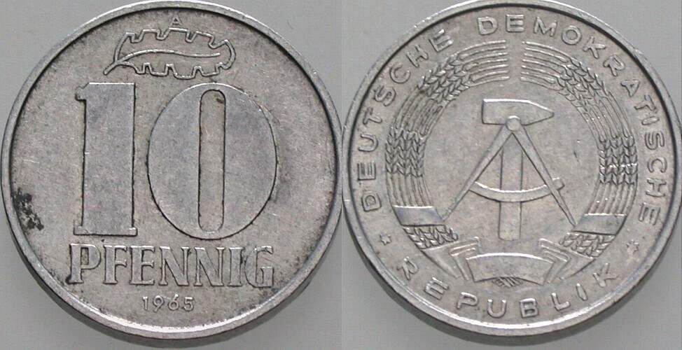 10 Pfennig 1965 J. 1510 sehr schön