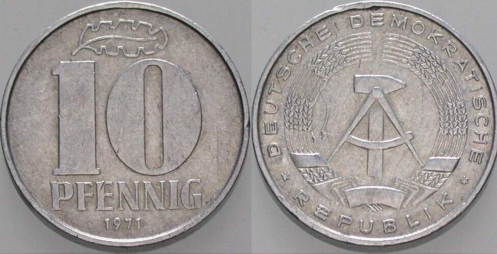 10 Pfennig 1971 J. 1510 sehr schön