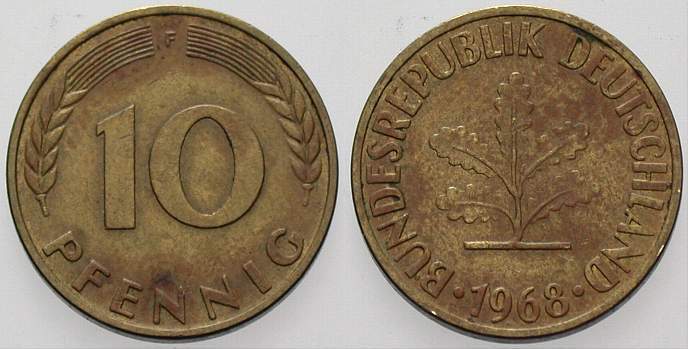 10 Pfennig 1973 J. 383 sehr schön