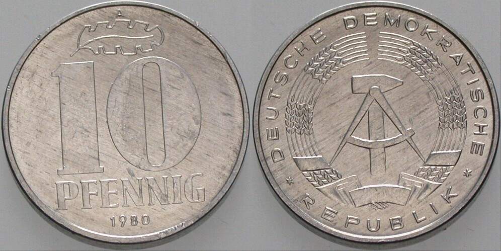 10 Pfennig 1980 J. 1510 Sehr schön